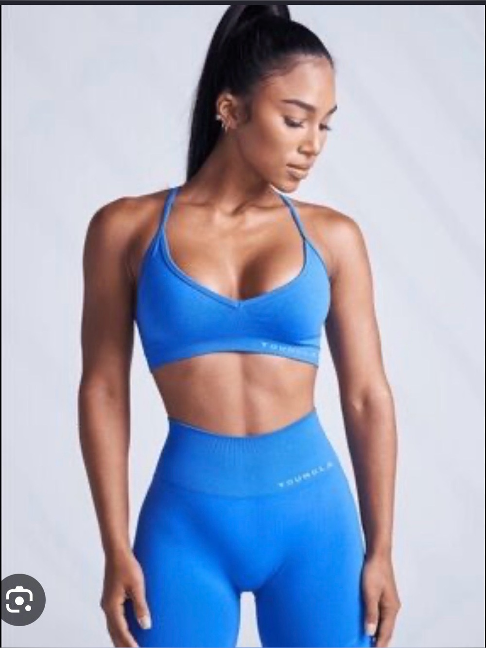 YoungLA Blue Seamless Crisscross Sports Bra & High-Waist Bike Shorts Set